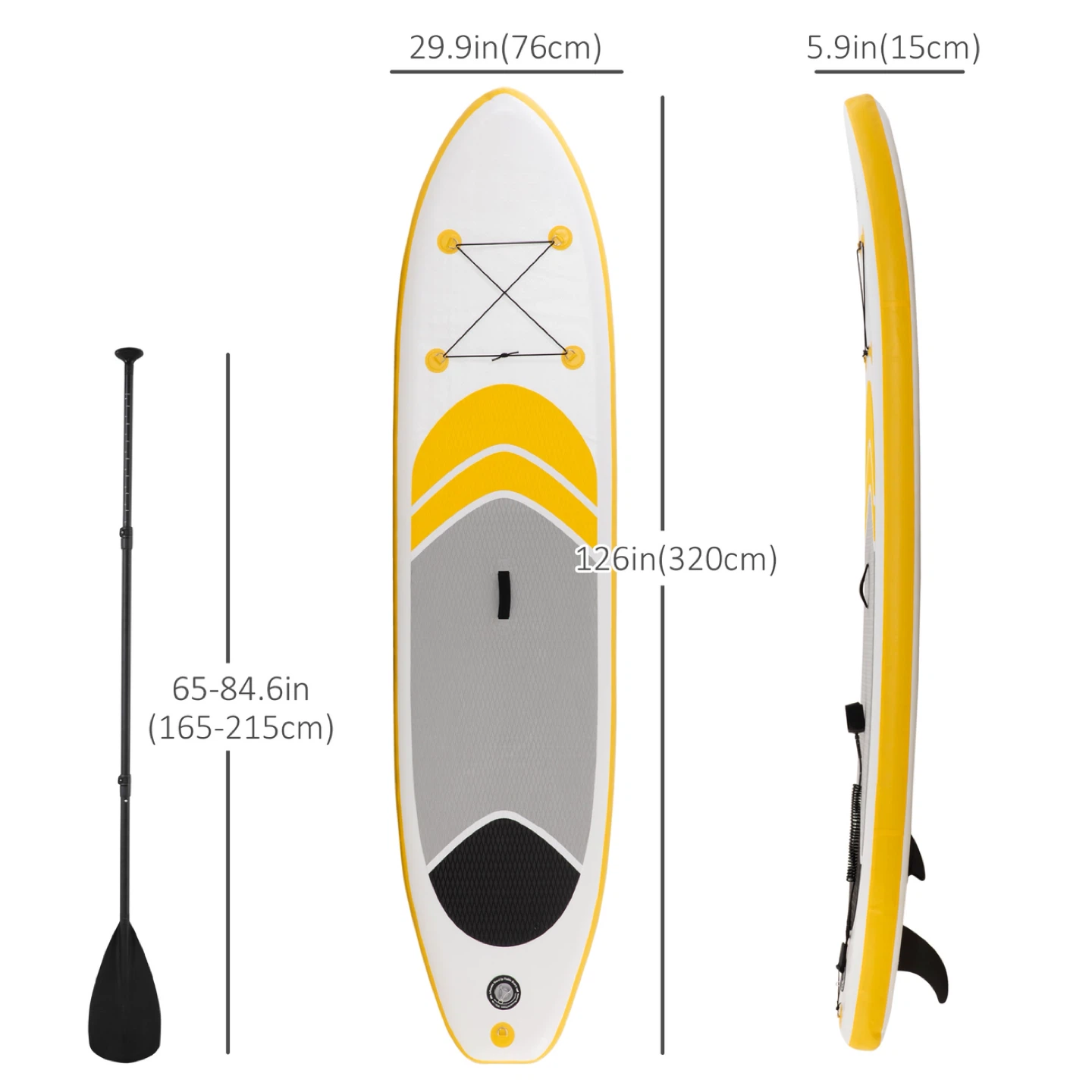 Inflatable Stand Up Paddleboard (SUP) - Yellow/White - photo 3