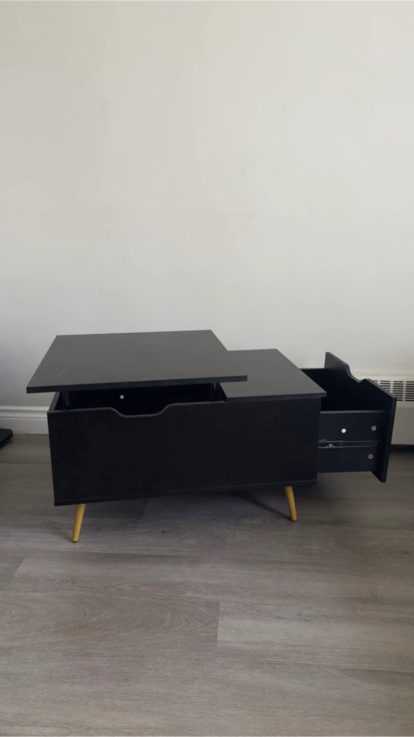 Black Lift-Top Coffee Table with Storage - photo 2
