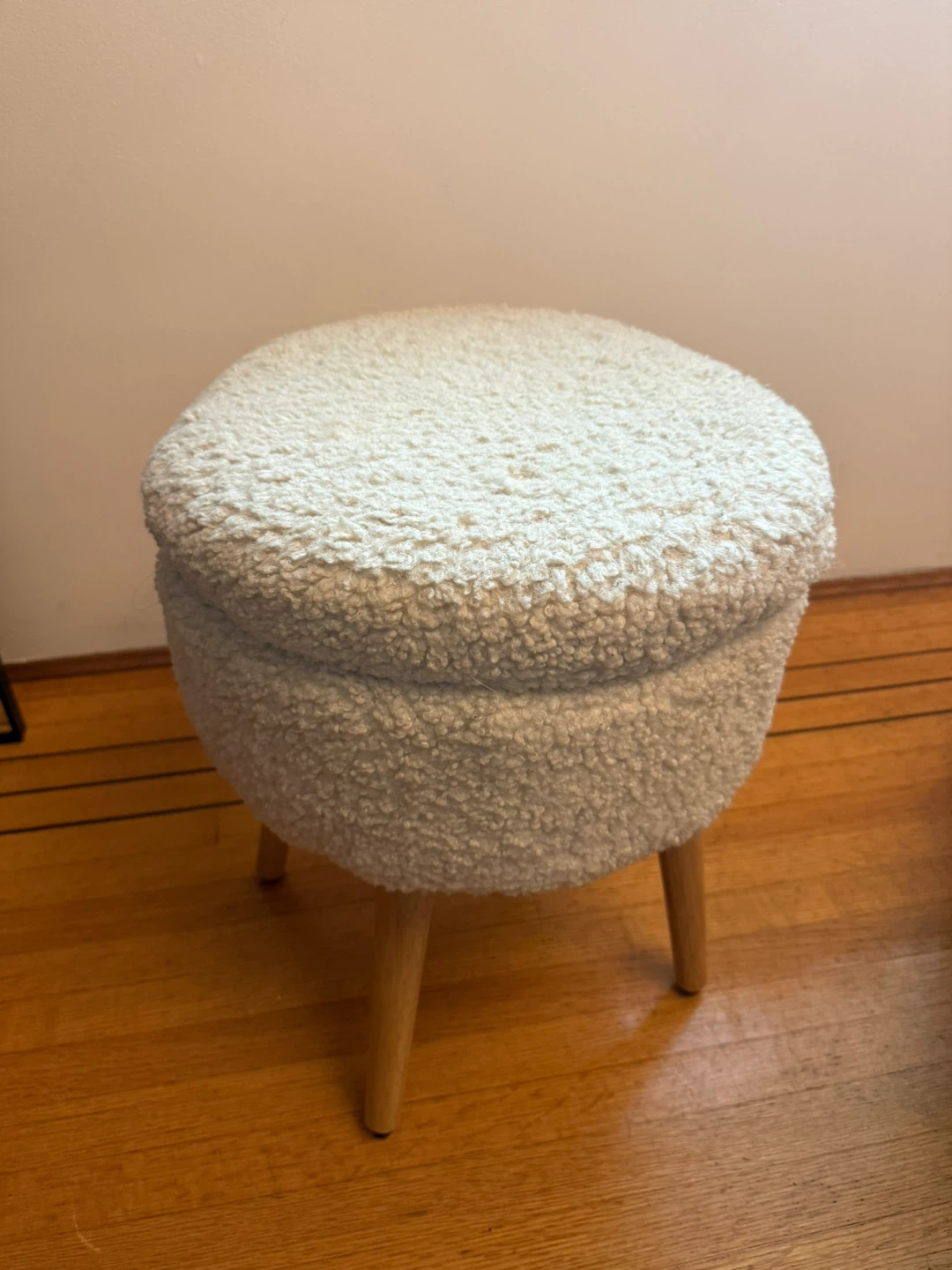 White Sherpa Storage Ottoman