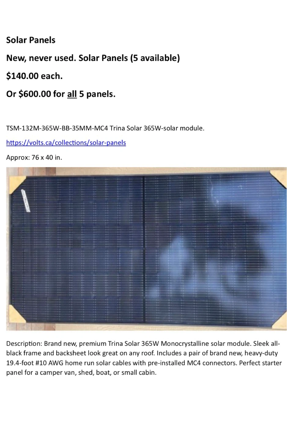 Trina Solar 365W Monocrystalline Solar Module
