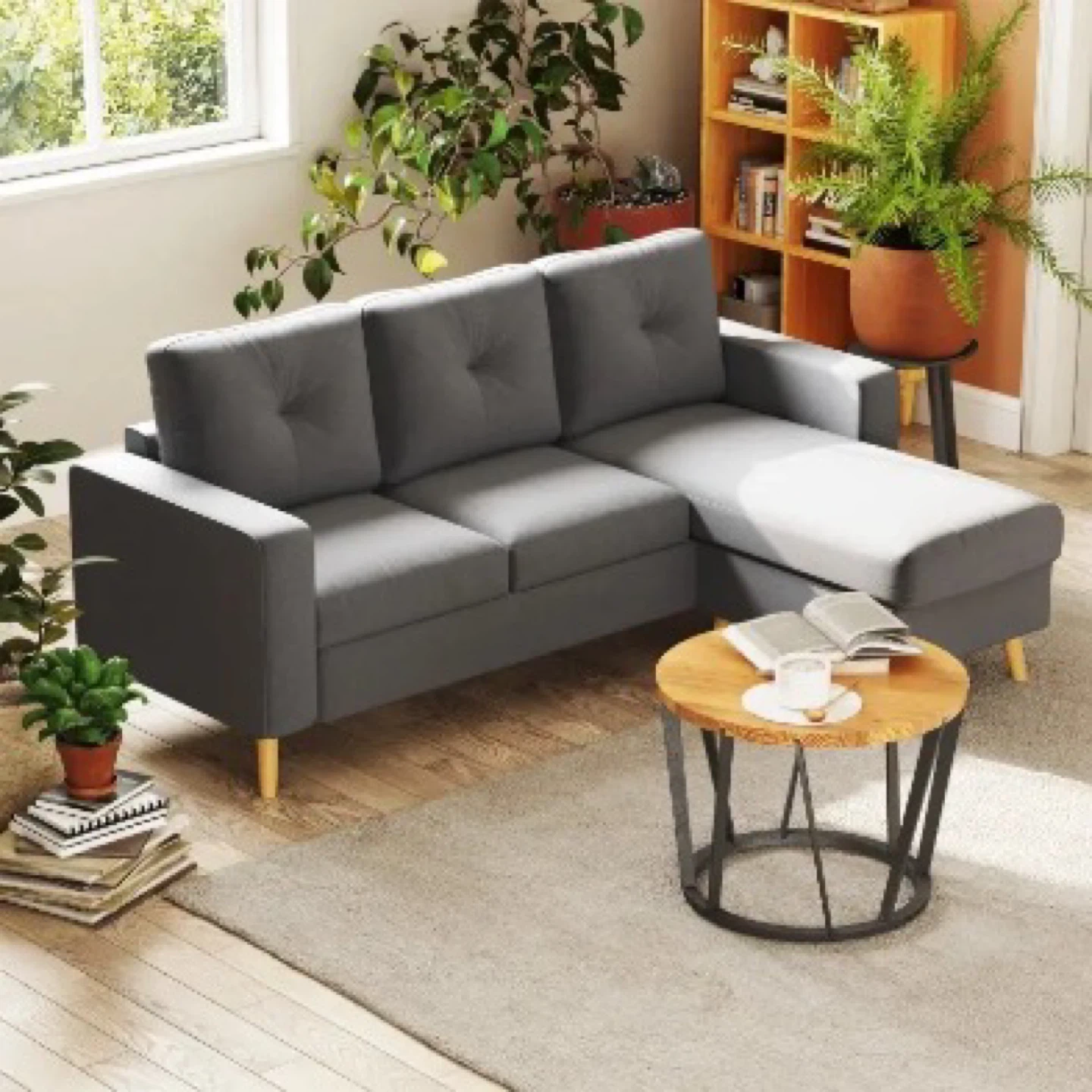 HOMCOM Sectional L Sofa Couch,Reversible Chaise