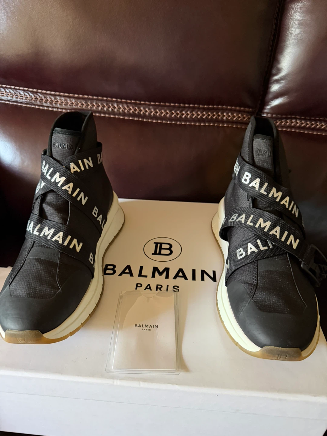 Balmain Black High-Top Sneakers with Straps Men’s 10US New - photo 3