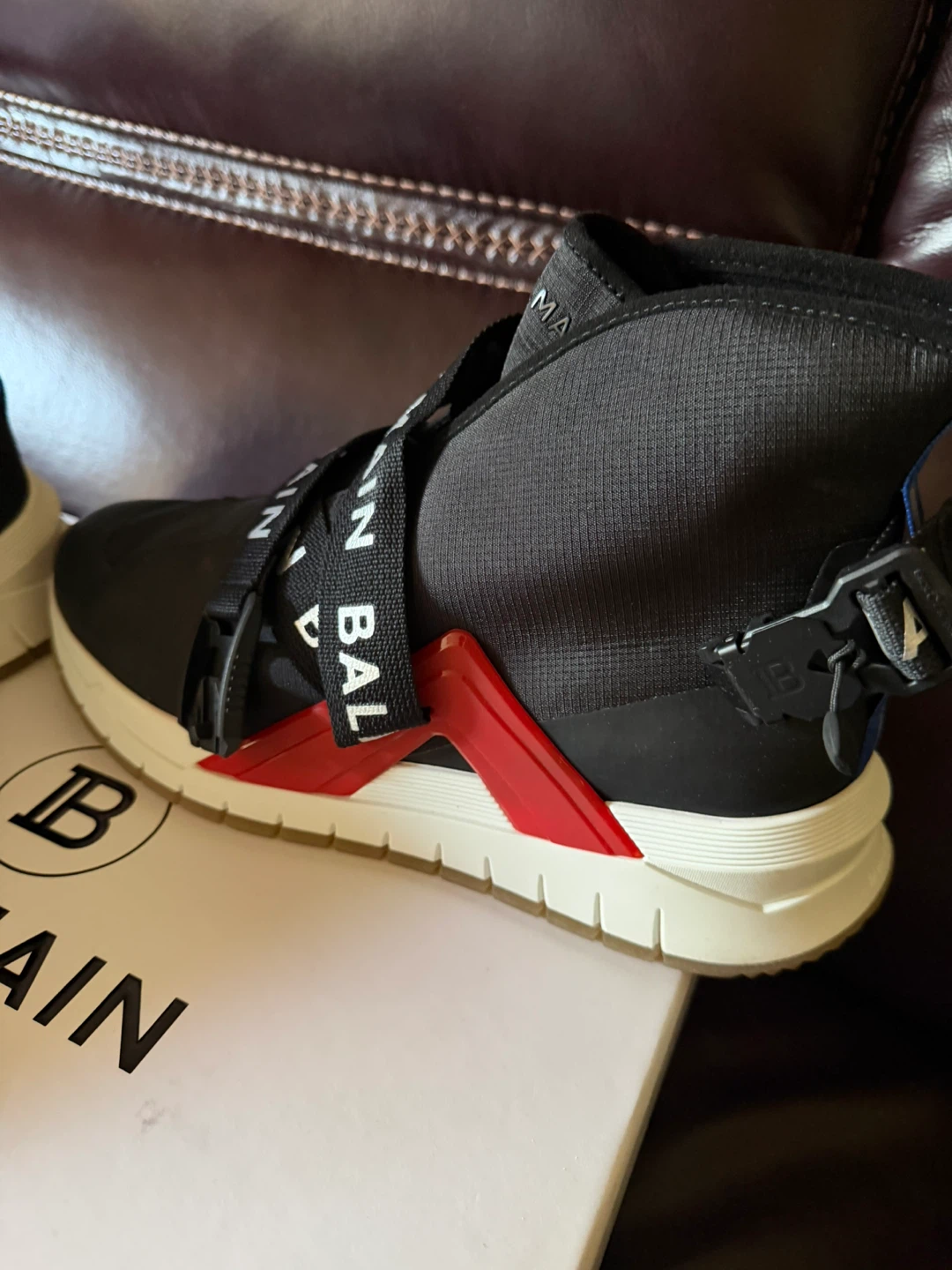 Balmain Black High-Top Sneakers with Straps Men’s 10US New - photo 4