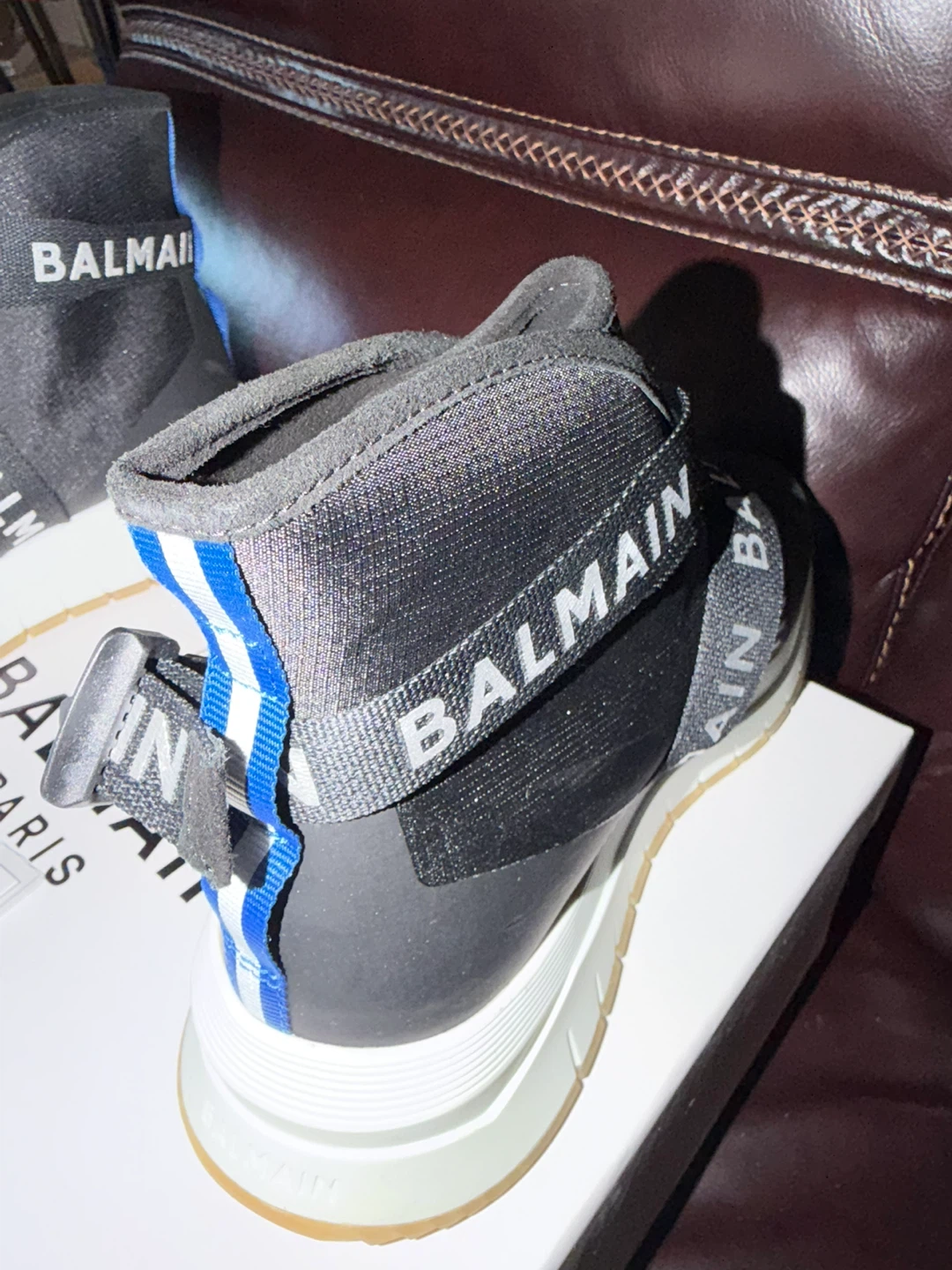 Balmain Black High-Top Sneakers with Straps Men’s 10US New - photo 5