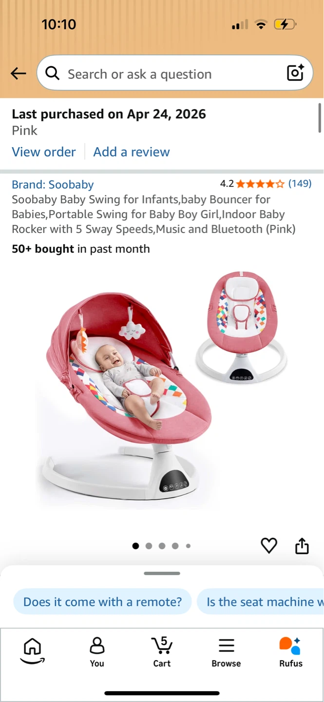 Soobaby Baby Swing & Bouncer - Pink