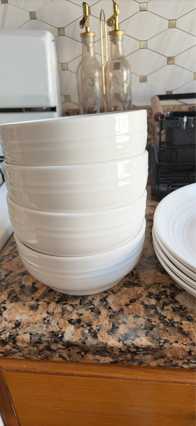 White Ceramic Soup Bowls and Plates Set - photo 2