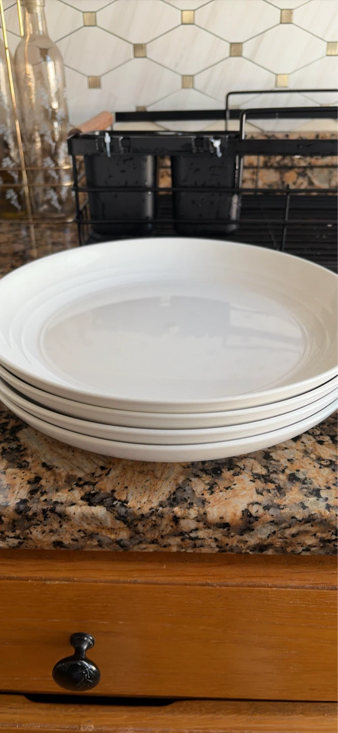 White Ceramic Soup Bowls and Plates Set - photo 3