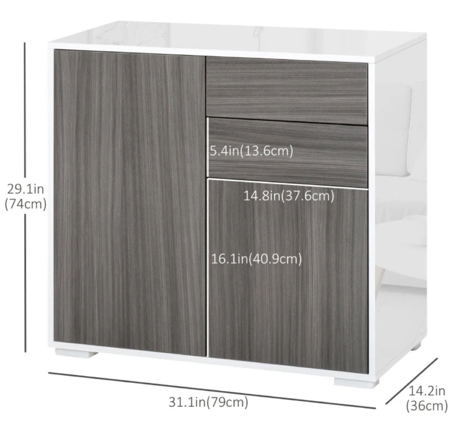 HIGH GLASS BUFFET WITH PUSH OPEN DESIGN