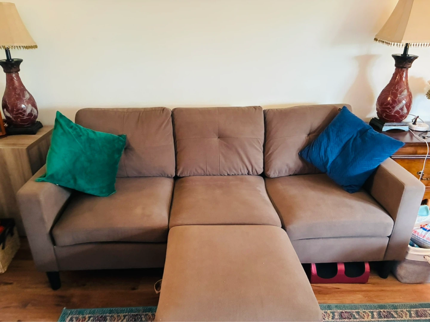 Brown Sectional Sofa with Ottoman - photo 2