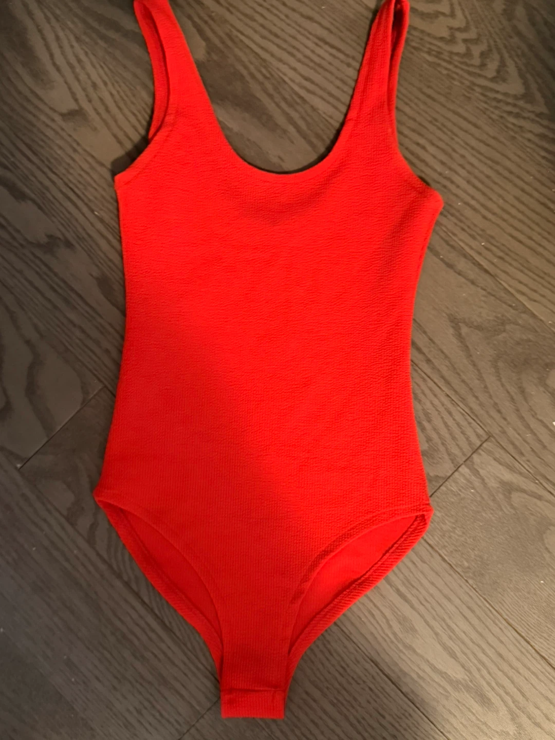 Red Textured One-Piece bodysuit Zara
