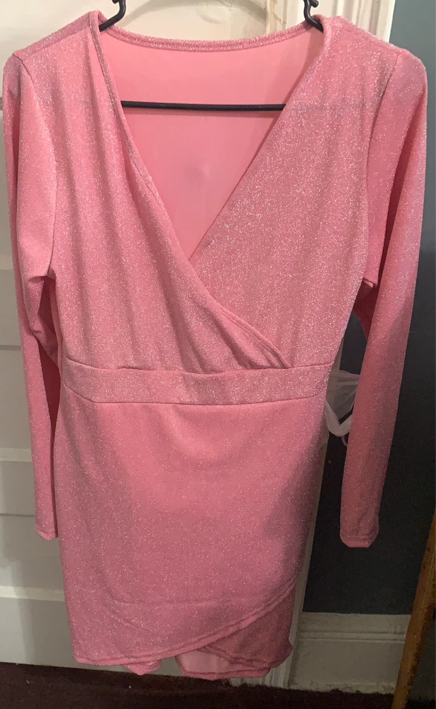 Champagne Satin Ruched V-Neck Mini Dress