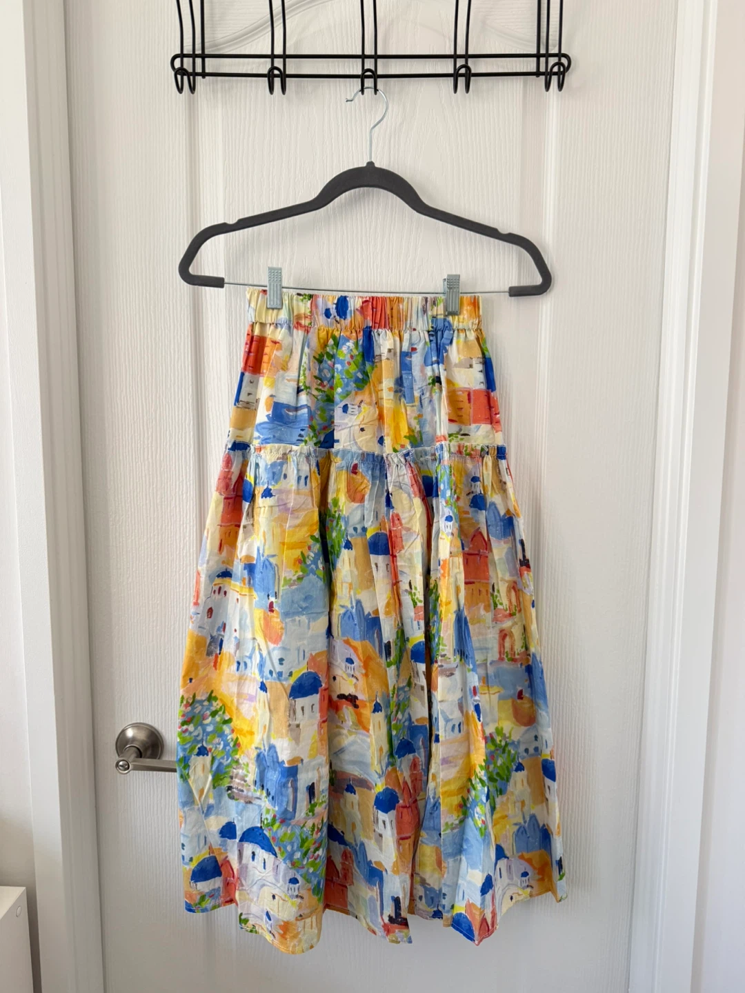 Greece Patterned Midi Skirt