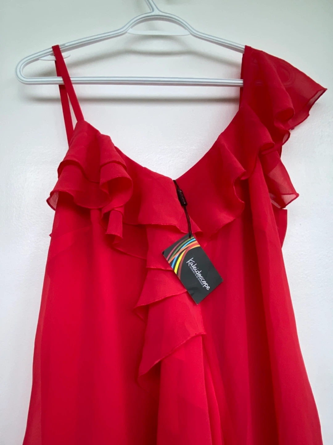 Red Kaleidoscope Ruffle Maxi Dress New - photo 3