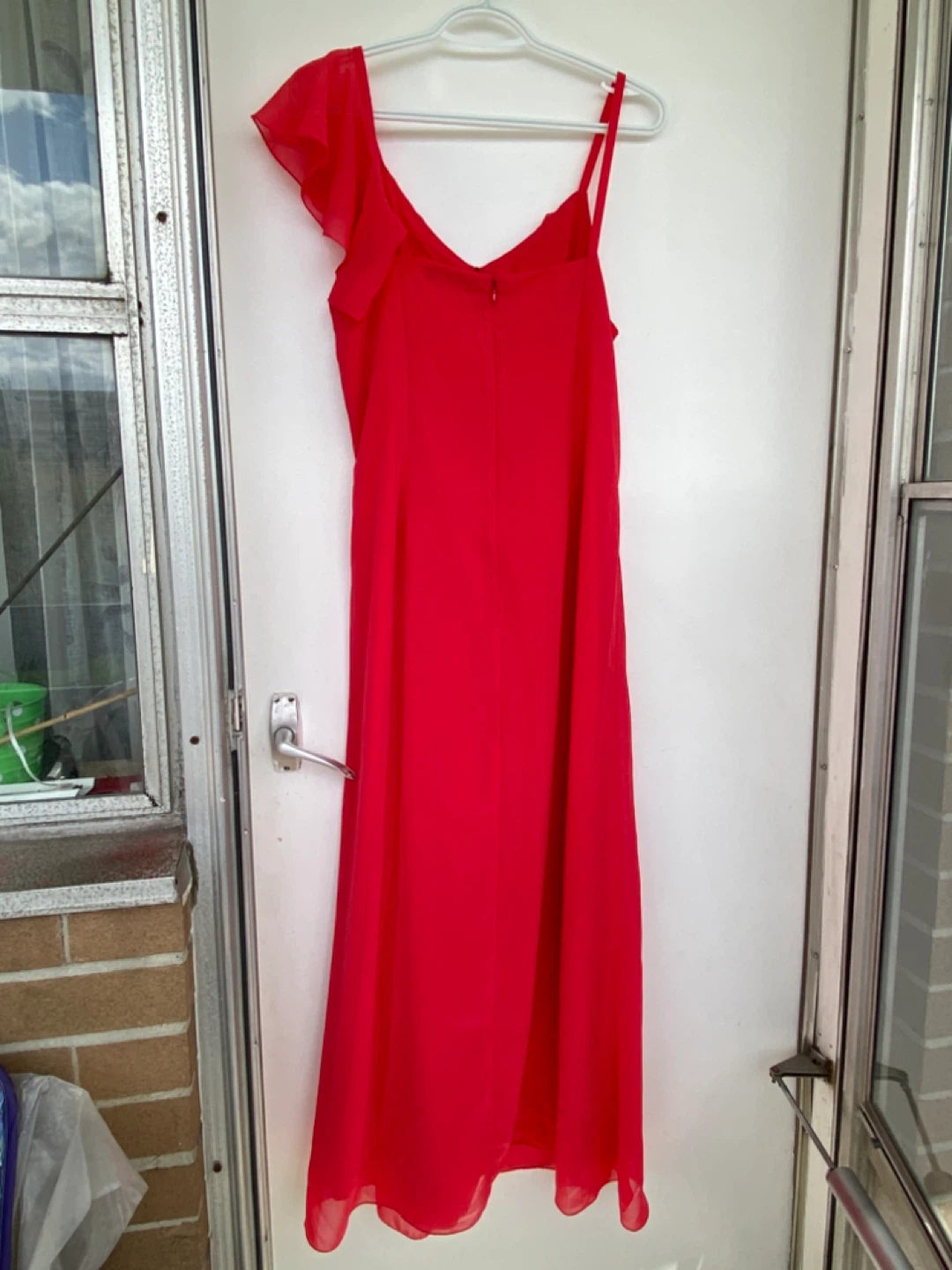 Red Kaleidoscope Ruffle Maxi Dress New - photo 2