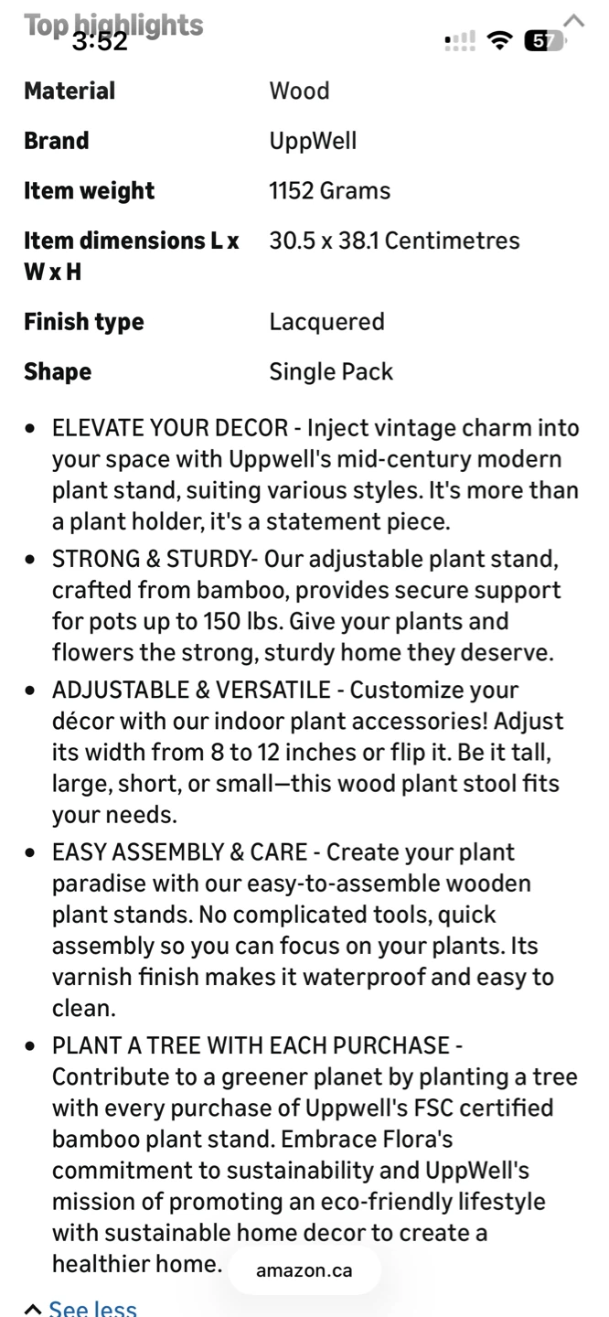 Adjustable Wood Plant Stand - photo 4