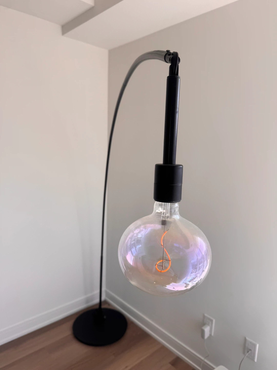 Black Arc Floor Lamp with Large Edison Bulb - photo 3