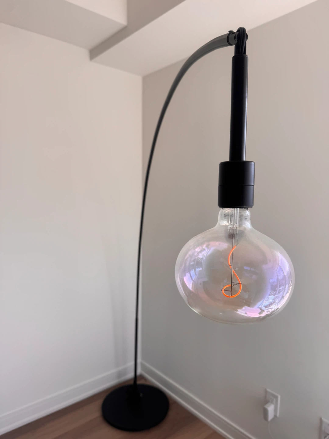 Black Arc Floor Lamp with Large Edison Bulb