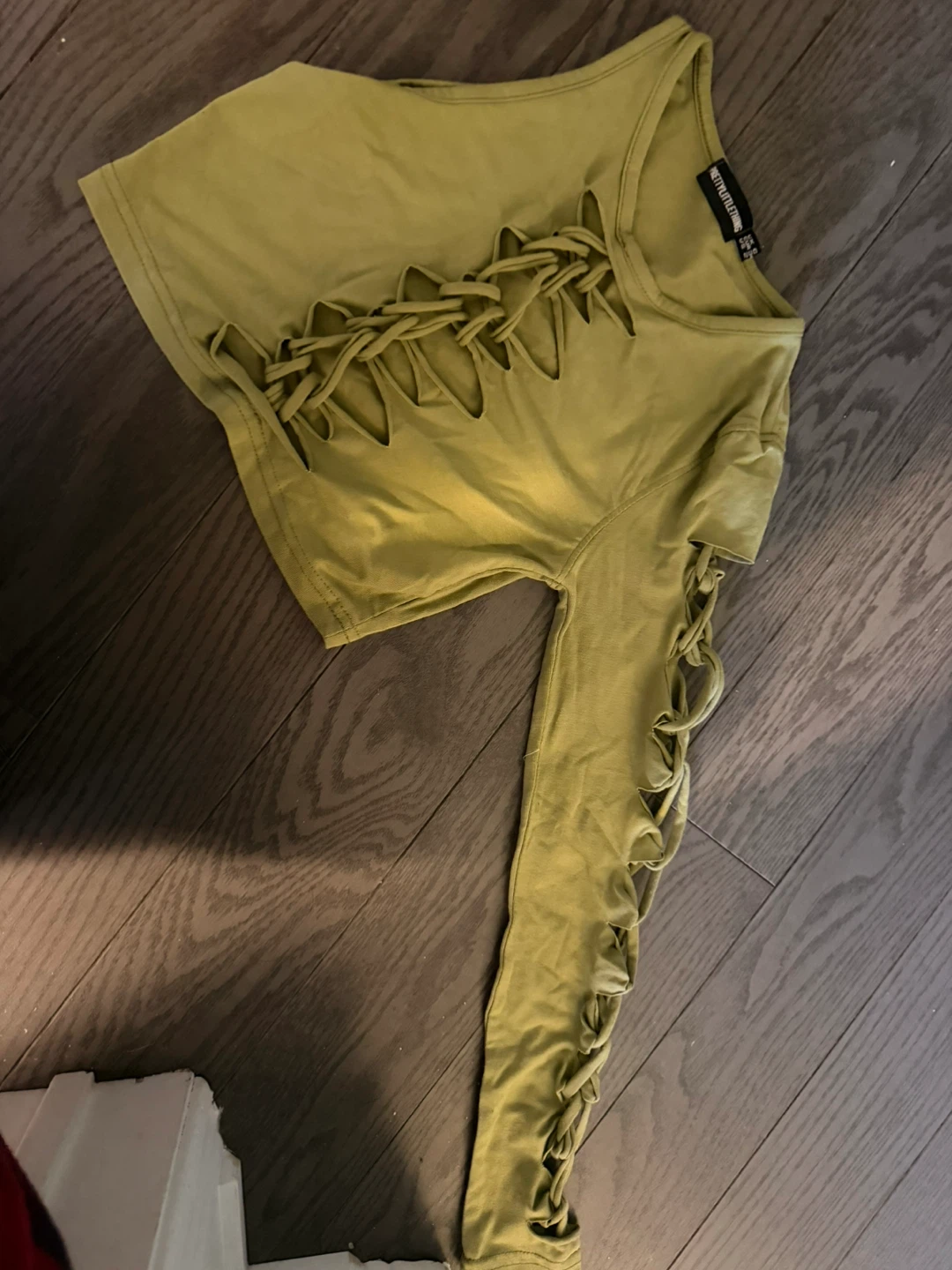 PrettyLittleThing Olive Green Cut-Out Long Sleeve Top