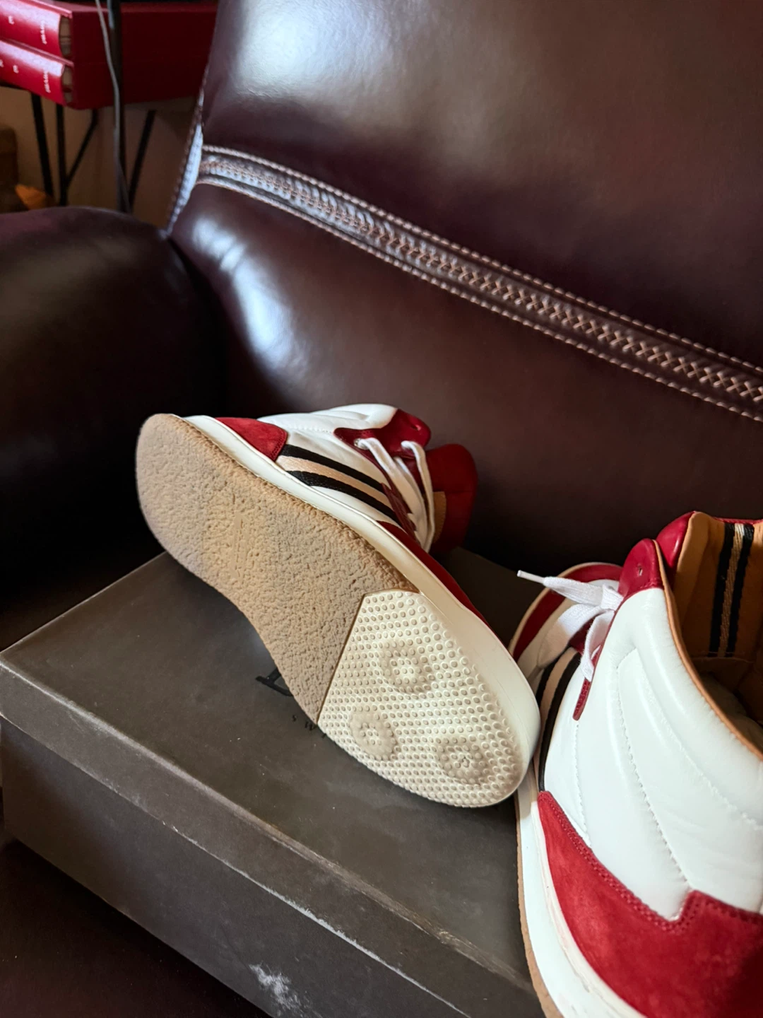 Bally High-Top Sneakers Red/White Leather Suede men’s 9.5US - photo 5