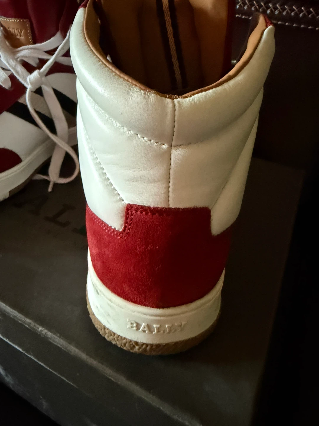 Bally High-Top Sneakers Red/White Leather Suede men’s 9.5US - photo 4