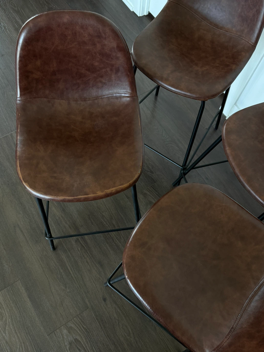 Set of 4 Brown Faux Leather Bar Stools - photo 4