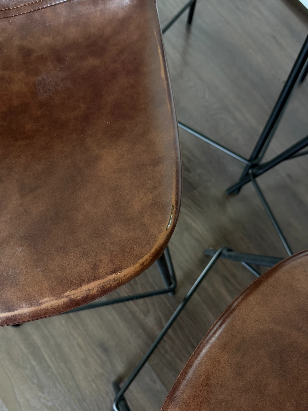 Set of 4 Brown Faux Leather Bar Stools - photo 5