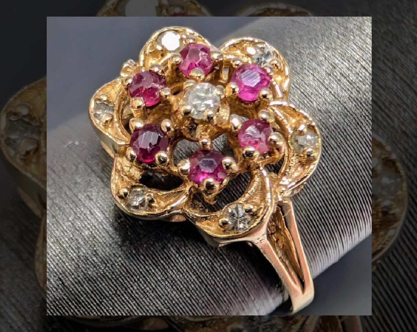 10K Gold Ruby and Diamond Ring - Size 6