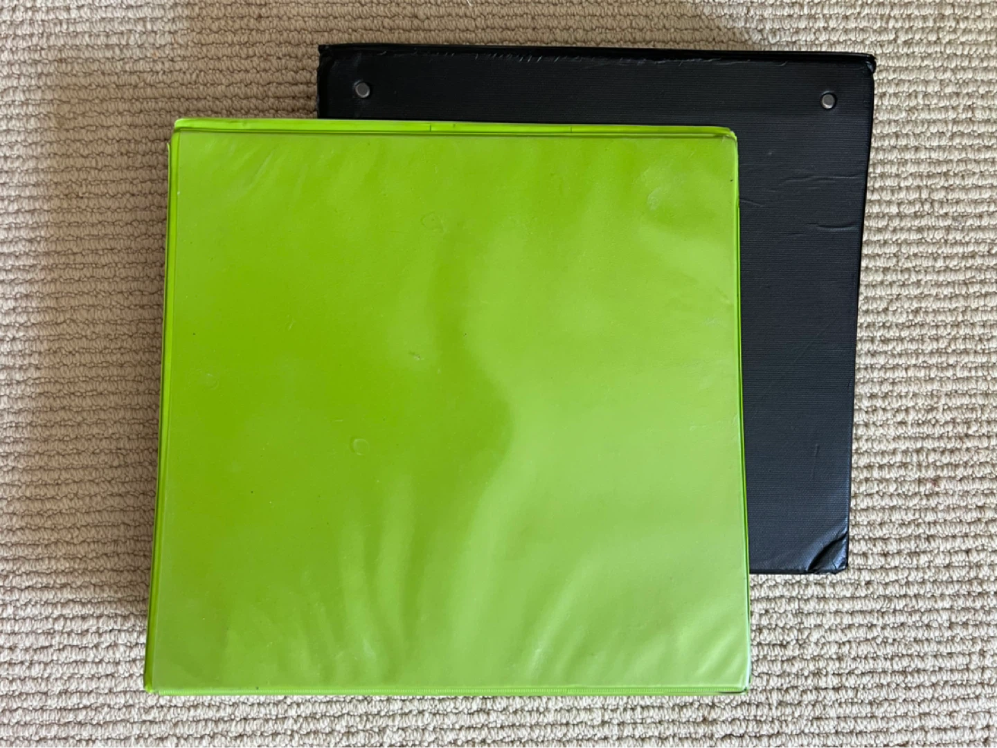 Two 3-Ring Binders (Green & Black)