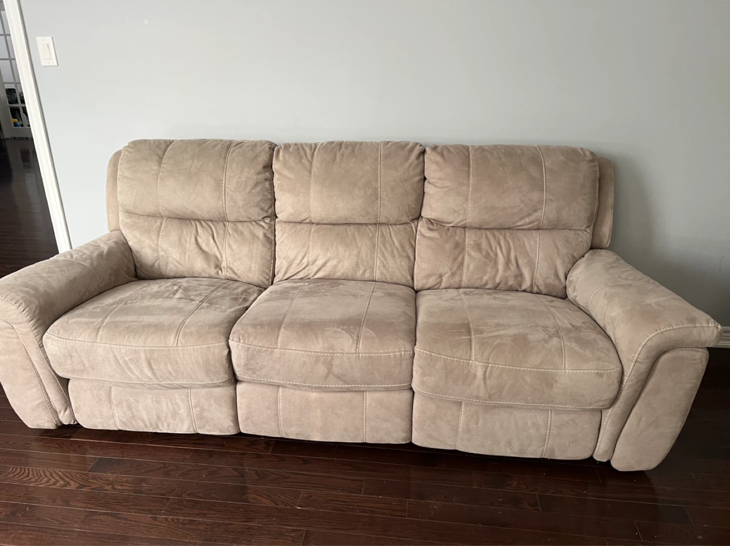 Reclining Sofa - Tan Fabric