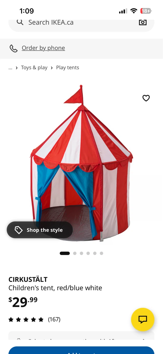 IKEA CIRKUSTÄLT Children's Tent - Red/Blue/White