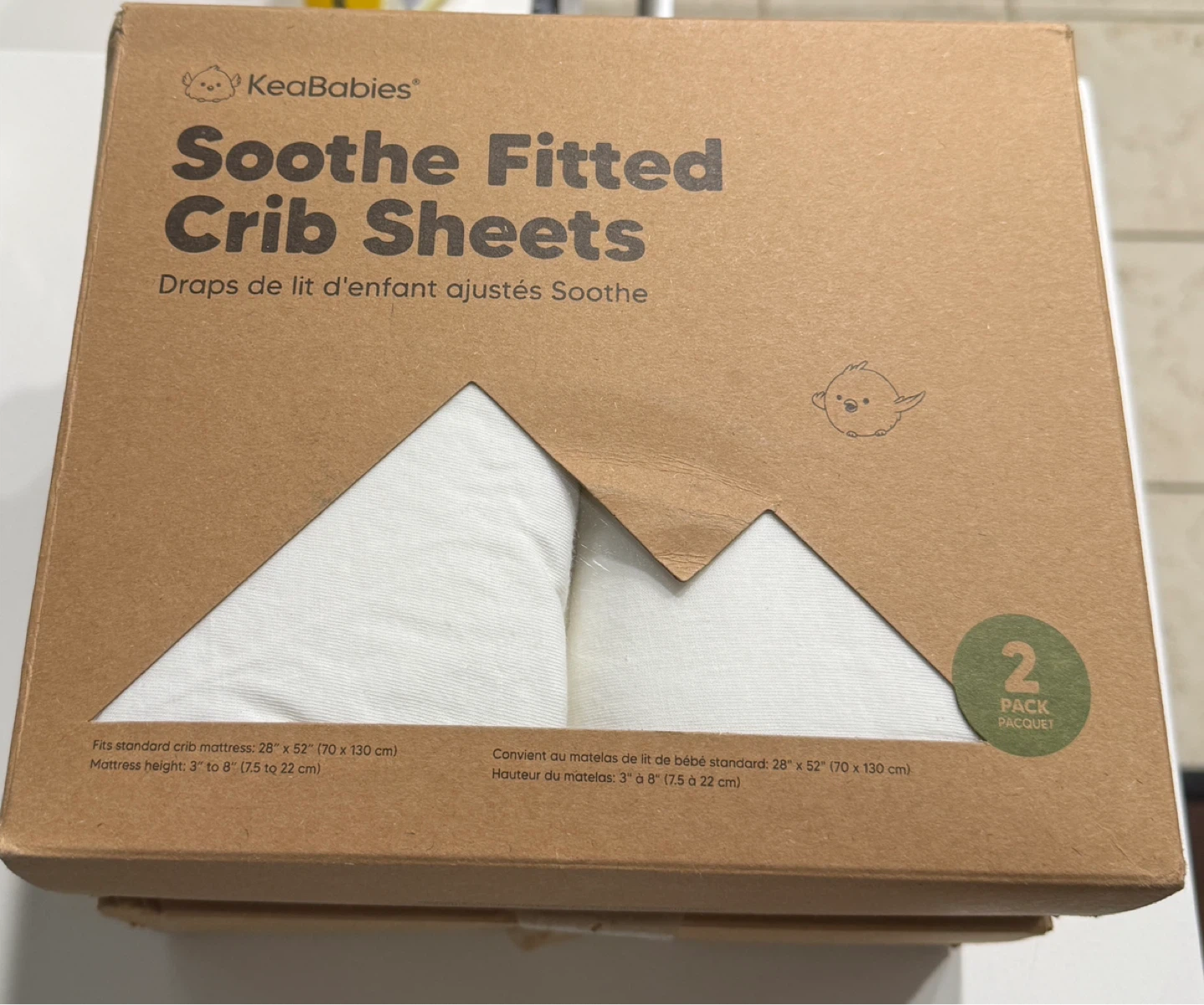 KeaBabies Soothe Fitted Crib Sheets - 2x2 Pack White