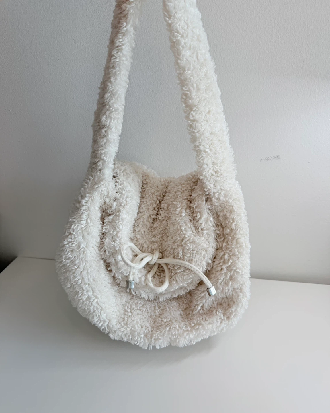 White Teddy Fleece Shoulder Bag