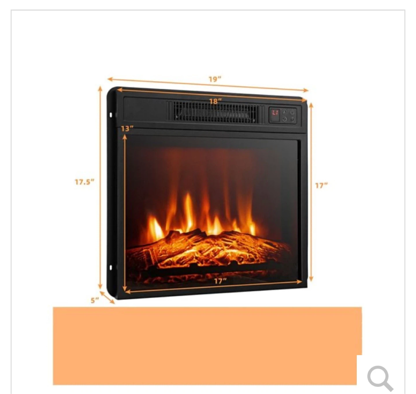 Costway 18-in Black Electric Fireplace - photo 3