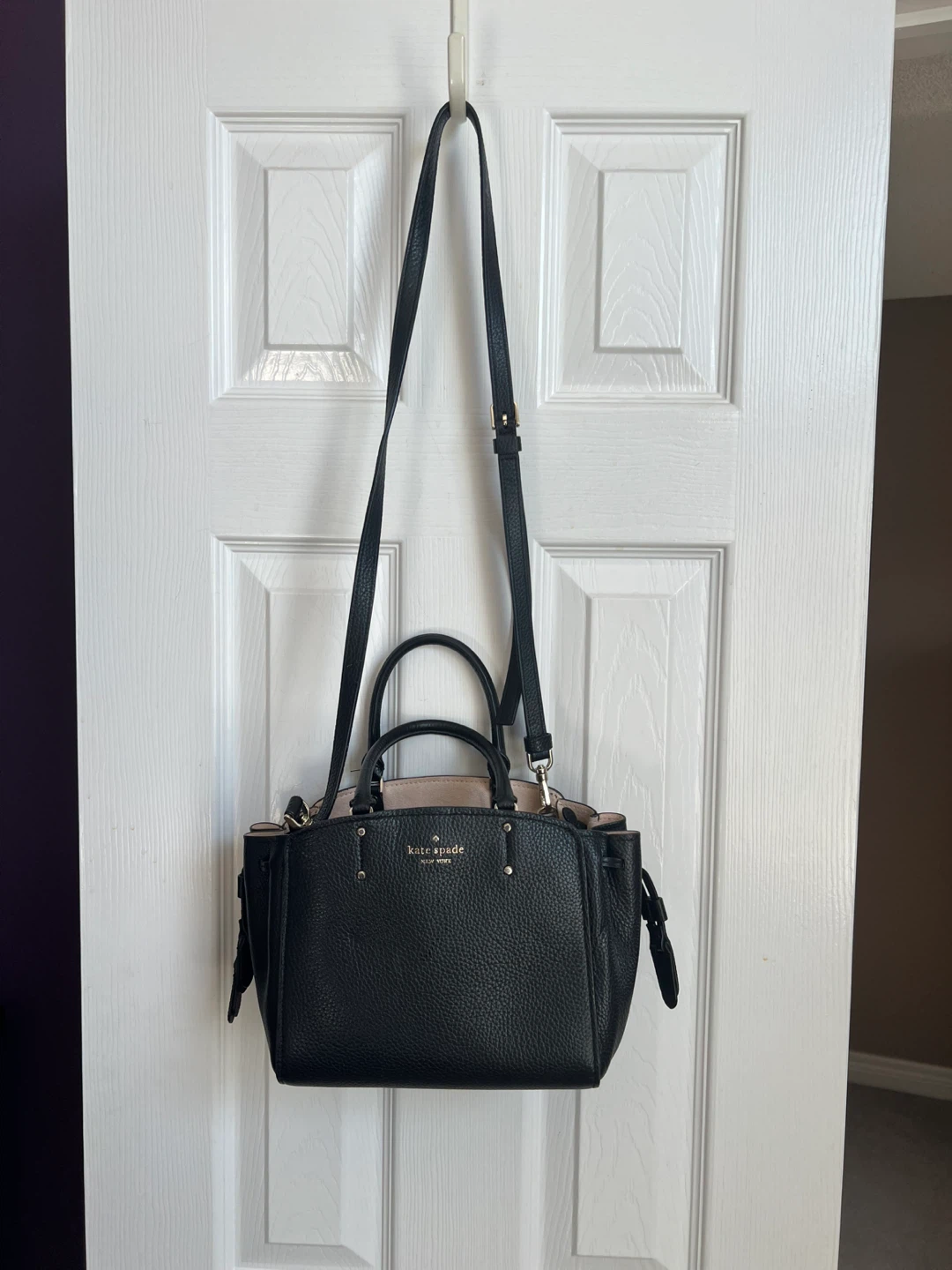 Kate Spade Black Pebbled Leather Satchel Handbag Purse - photo 3