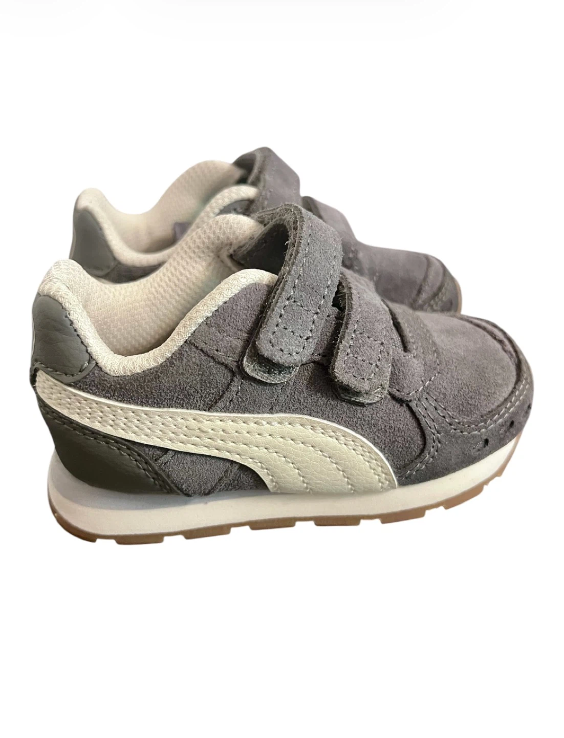 Puma Toddler Sneakers – Grey Suede Hook & Loop Shoes Size 5C