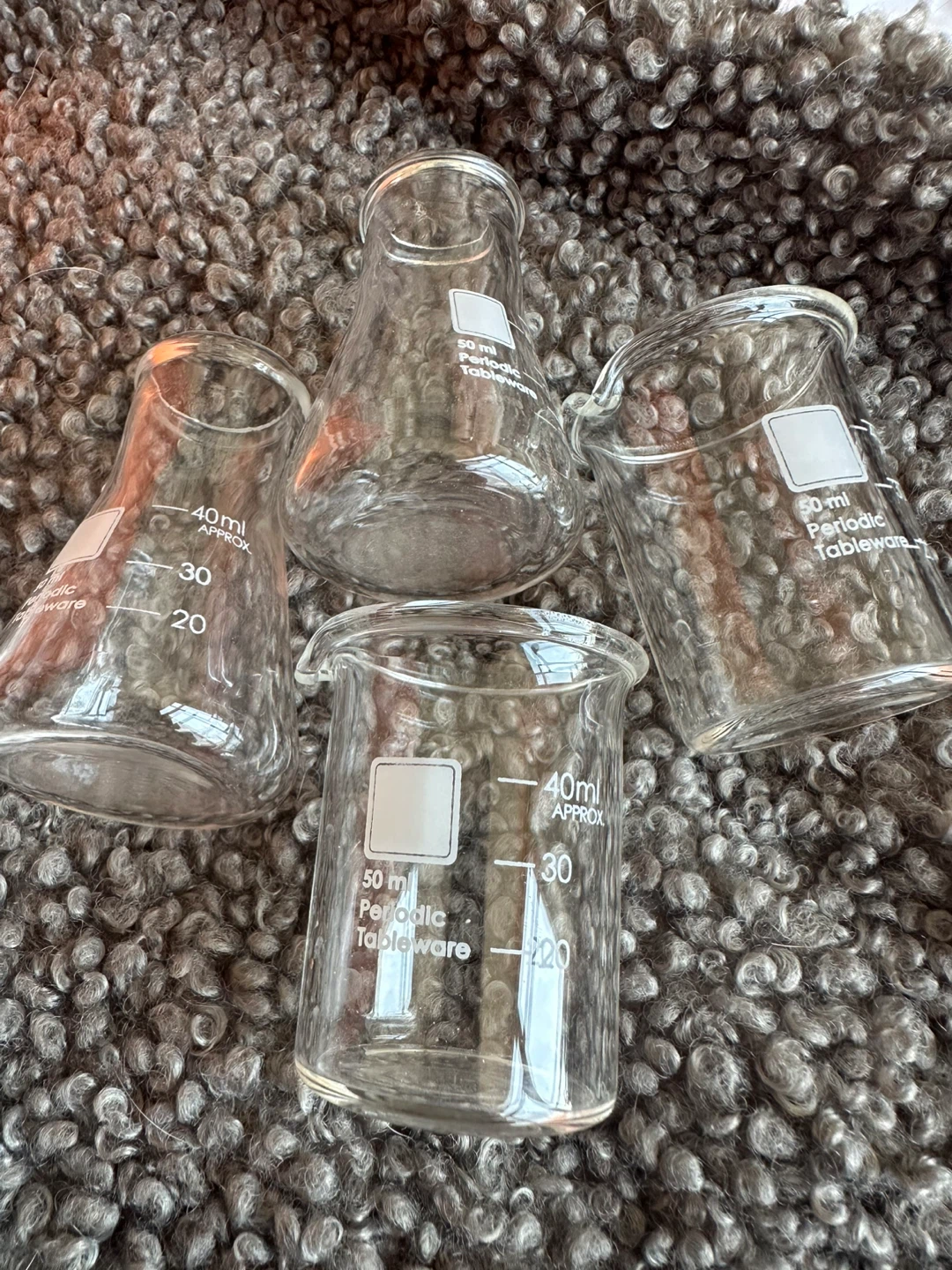 Set of 4 Glass Beakers and Flasks