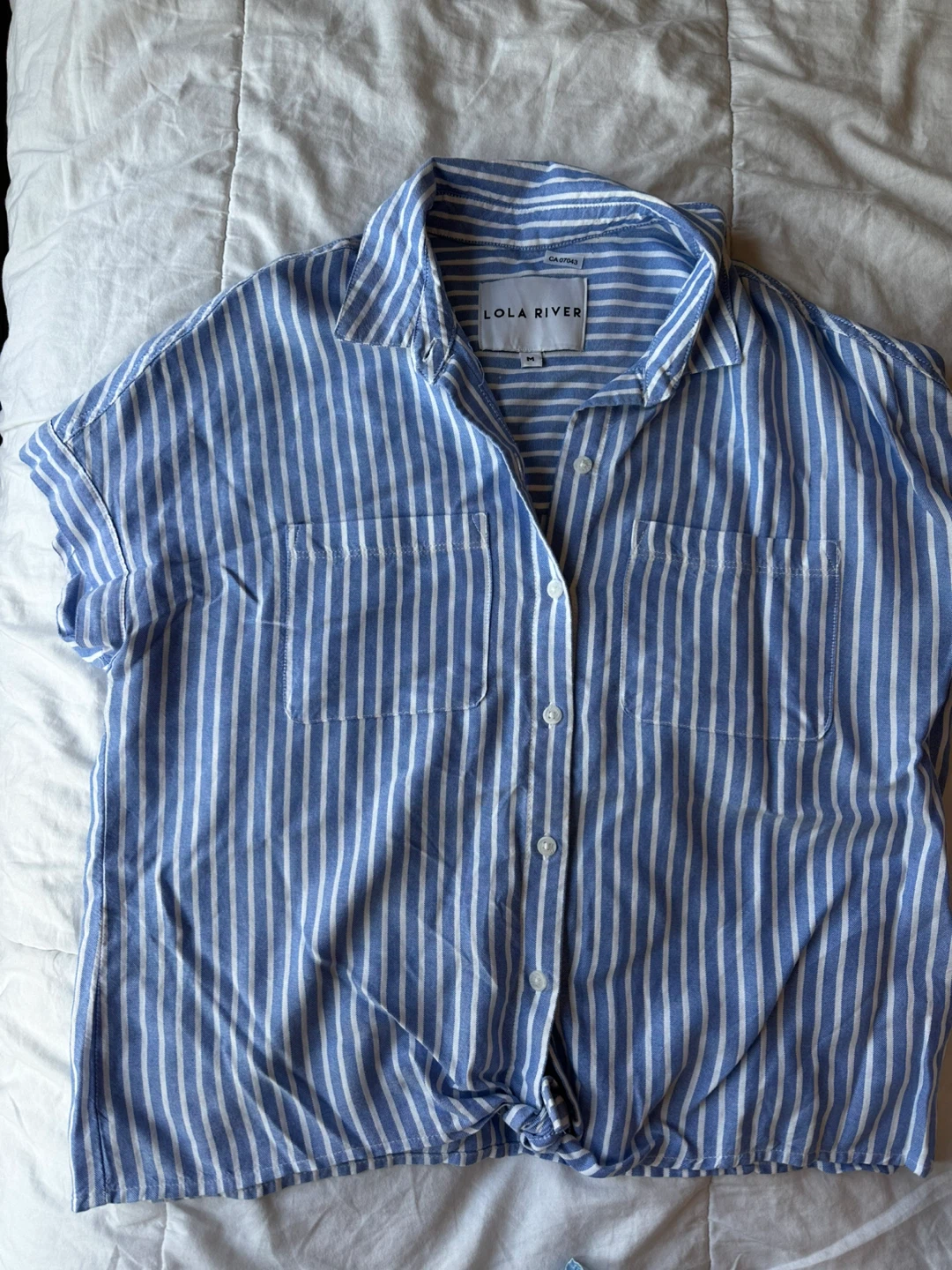 Lola River Blue & White Striped Button-Up Shirt - Size M