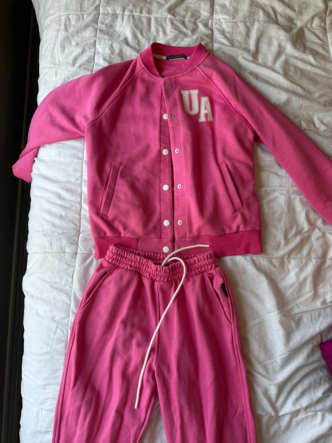 Pink UA Bomber Jacket and Sweatpants Set