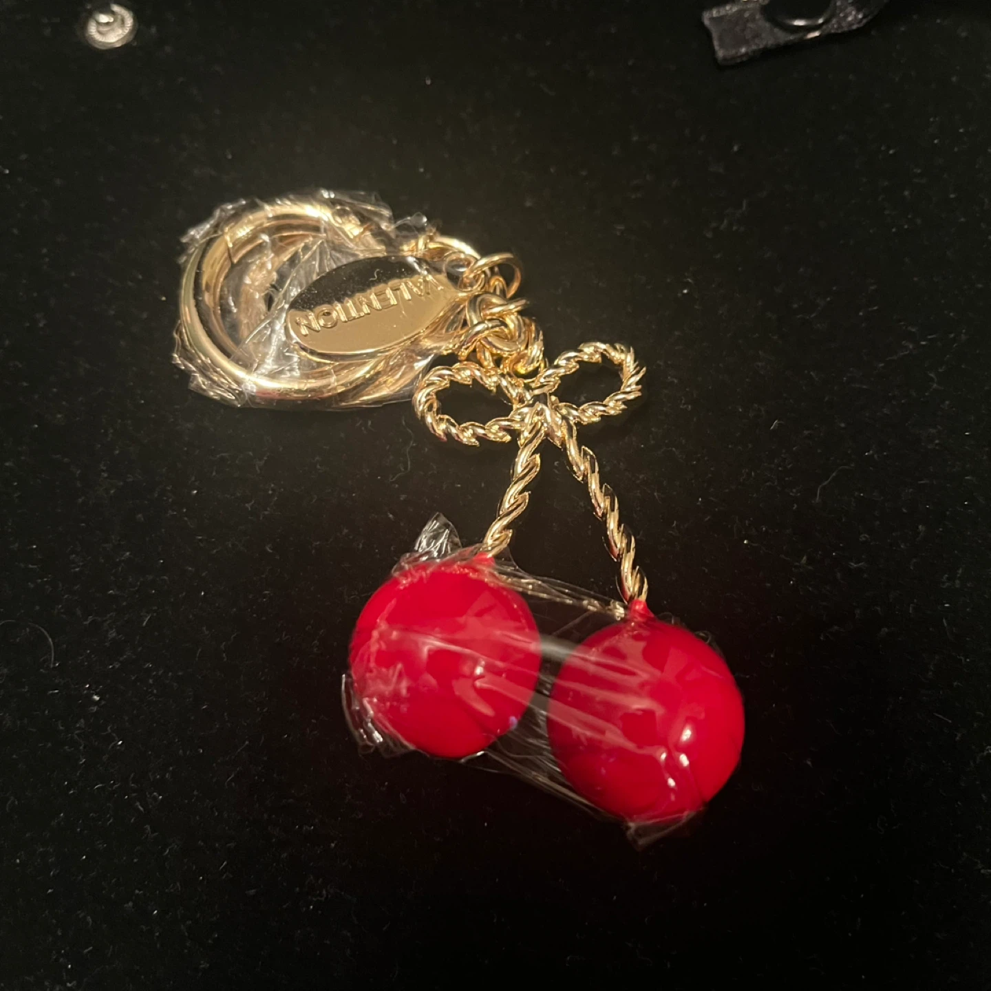 Valentino type Cherry Charm Keychain