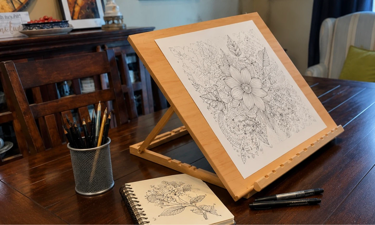 Large Adjustable Tabletop Wooden Art Easel/Drafting Stand - photo 4