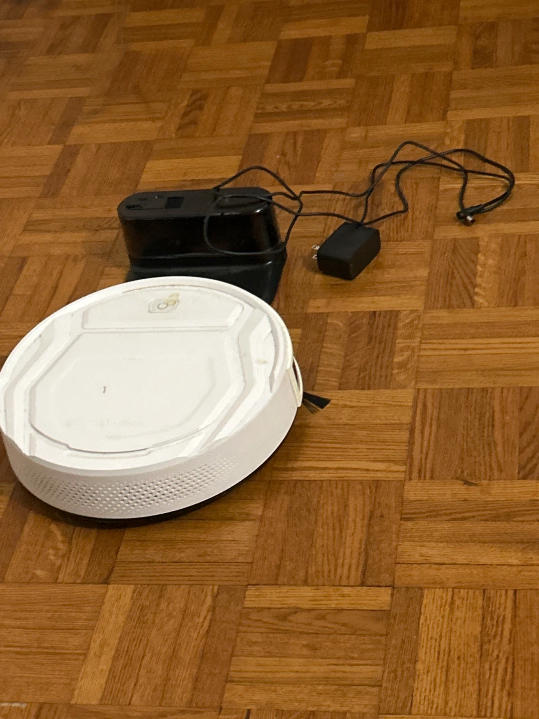 White Robot Vacuum with Charging Dock and Power Adapter