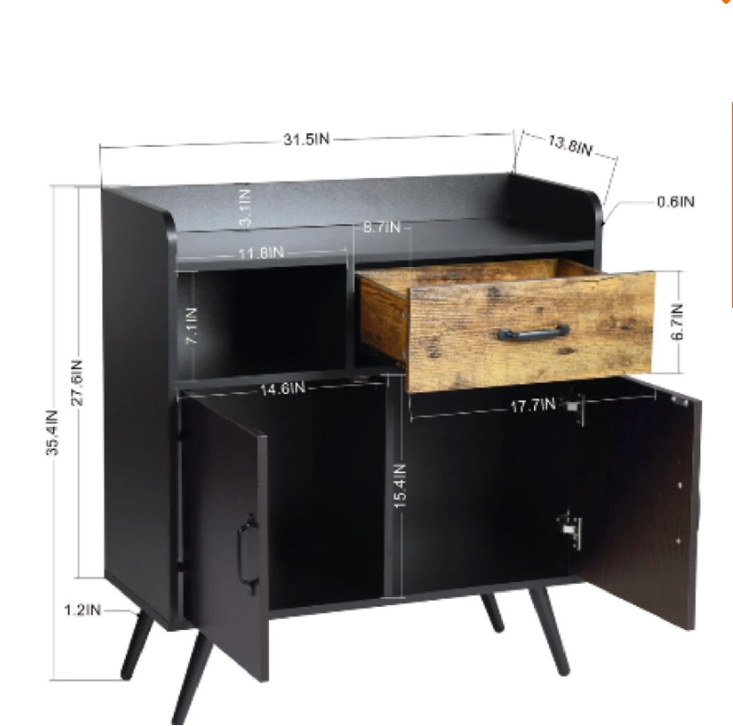 Black Bar Cabinet with Wine Rack and Drawer - photo 5