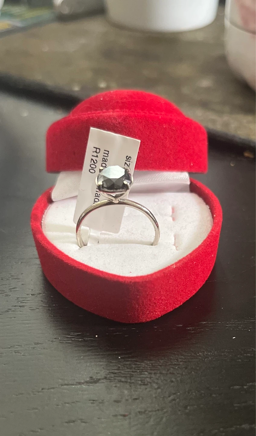 10K White Gold Black Diamond Solitaire Ring - photo 2
