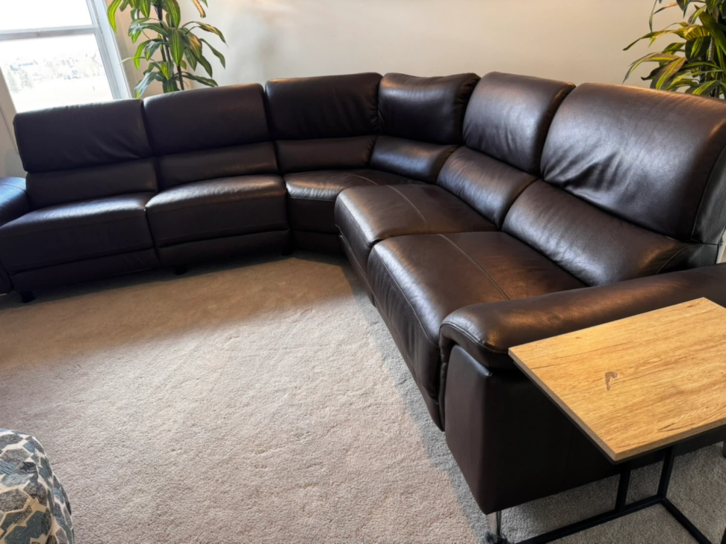 Dark Brown Leather Sectional Reclining Sofa - photo 2