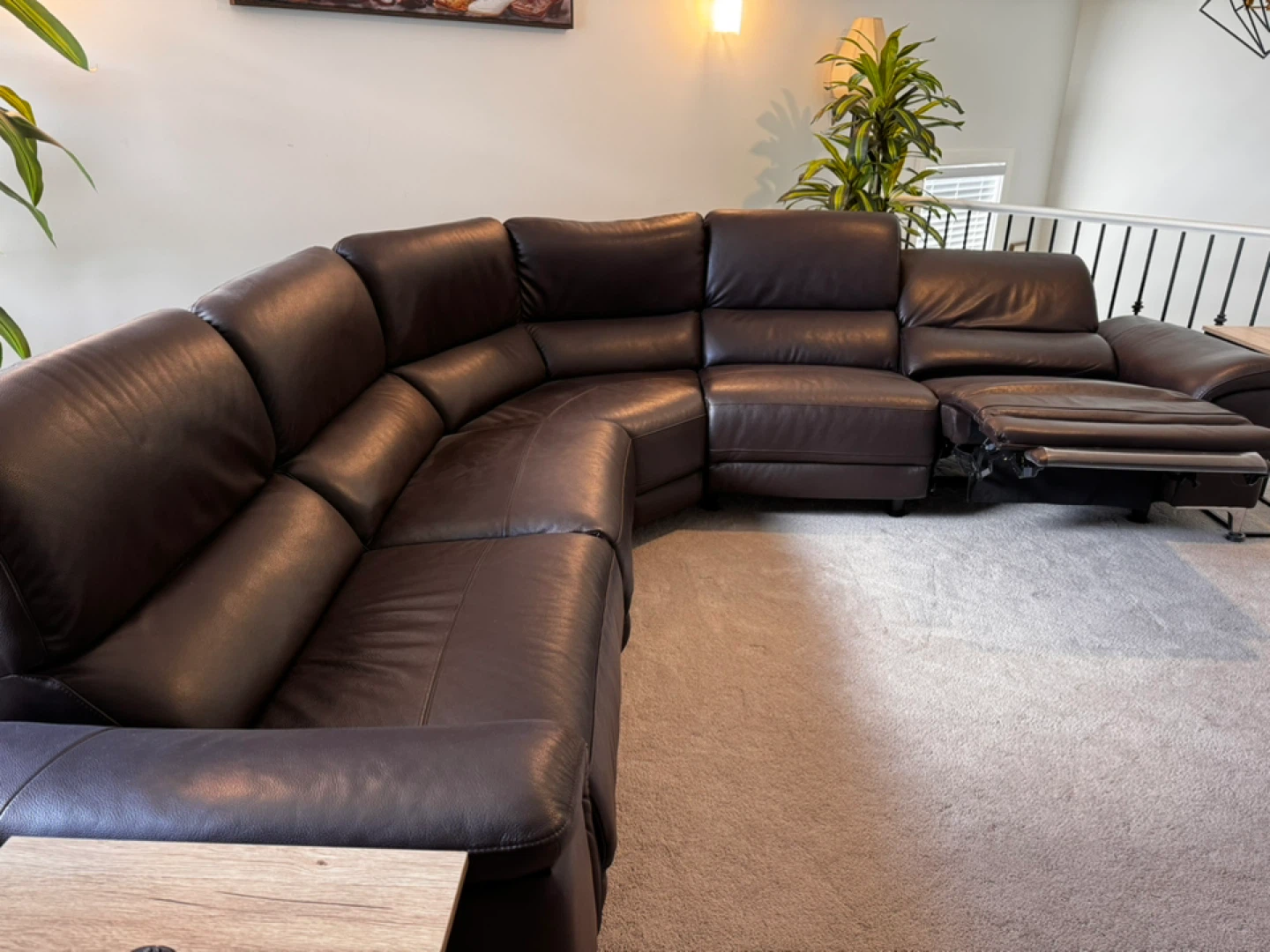 Dark Brown Leather Sectional Reclining Sofa - photo 4