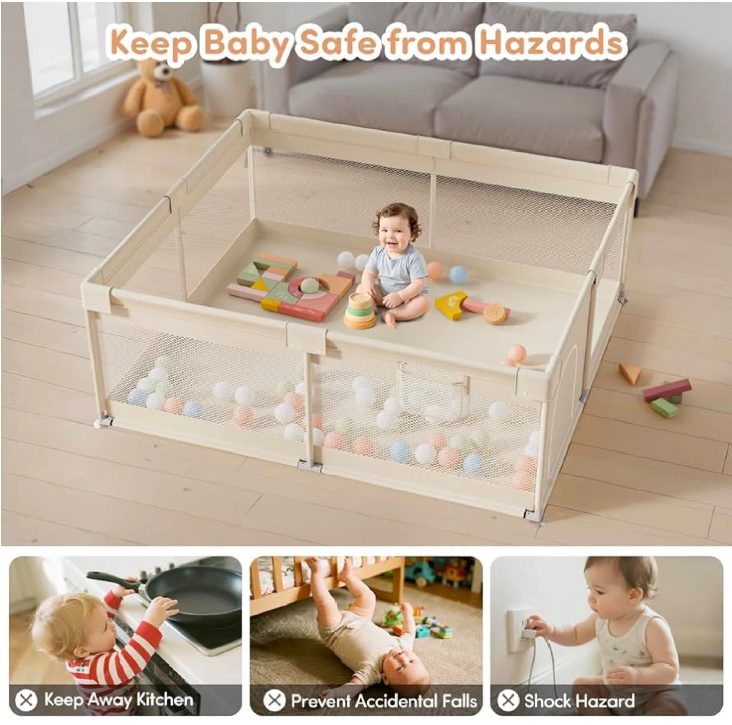 Baby Playpen - 59" x 69" x 27" - photo 3