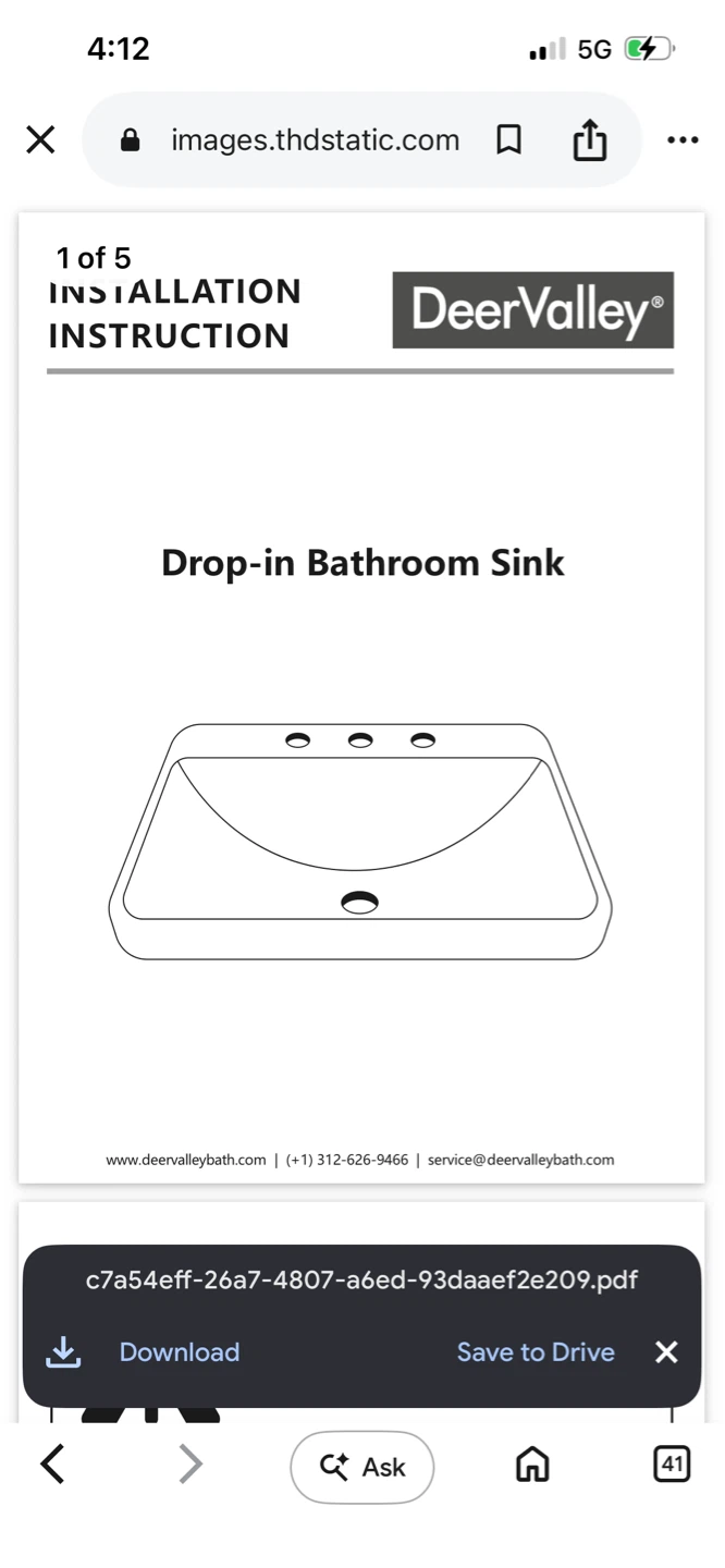 New DeerValley Drop-in Bathroom Sink - photo 3