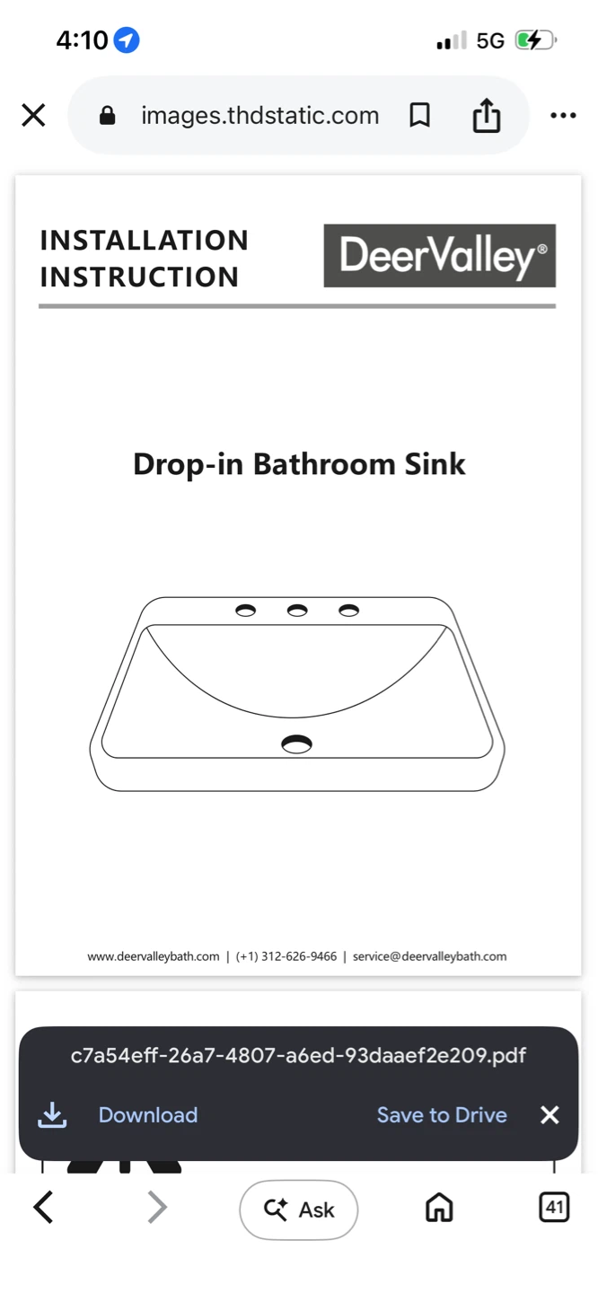 New DeerValley Drop-in Bathroom Sink - photo 2