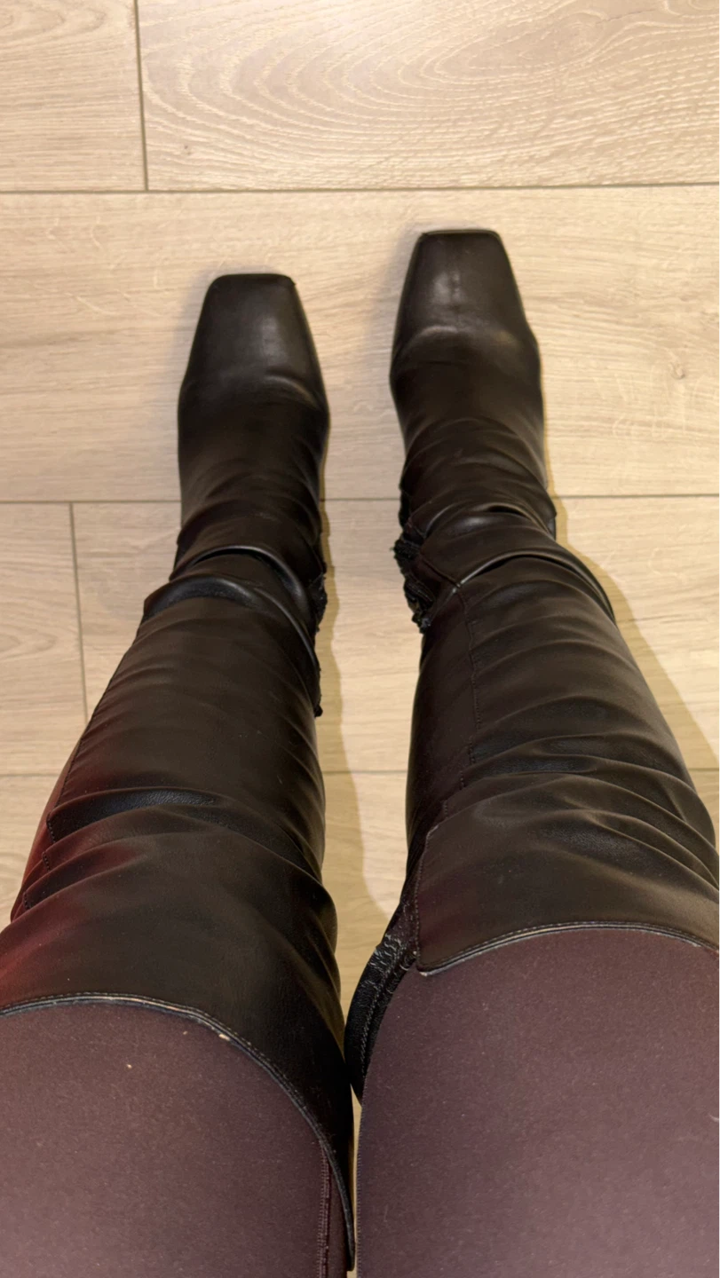 Black Faux Leather Over-the-Knee Boots - photo 3