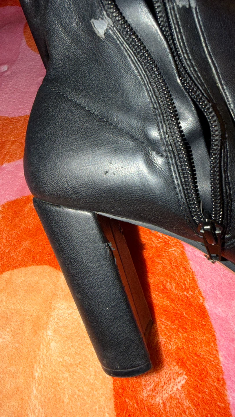 Black Faux Leather Over-the-Knee Boots - photo 4
